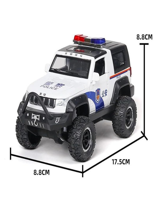 AHBHT Kids Model 1:32 Police Jeep Die Cast Metal Car Pull Back Action Opening Doors with Realistic Engine Sound Lights Toy Car Gift for Boys - White - Image 3